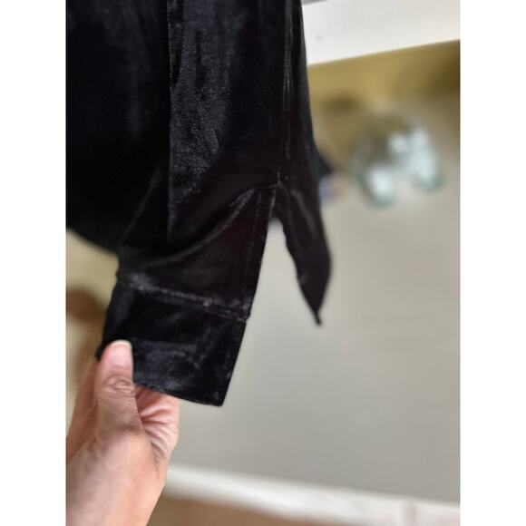 Open Edit NWT Oversized Short Sleeve Stretch Velour Black T-Shirt Size S - Picture 6 of 7